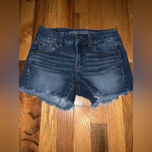 Dark Denim American Eagle Booty Shorts.